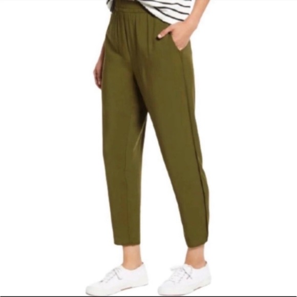 Madewell Dolphin Hem Track Trousers, Olive - Picture 2 of 4